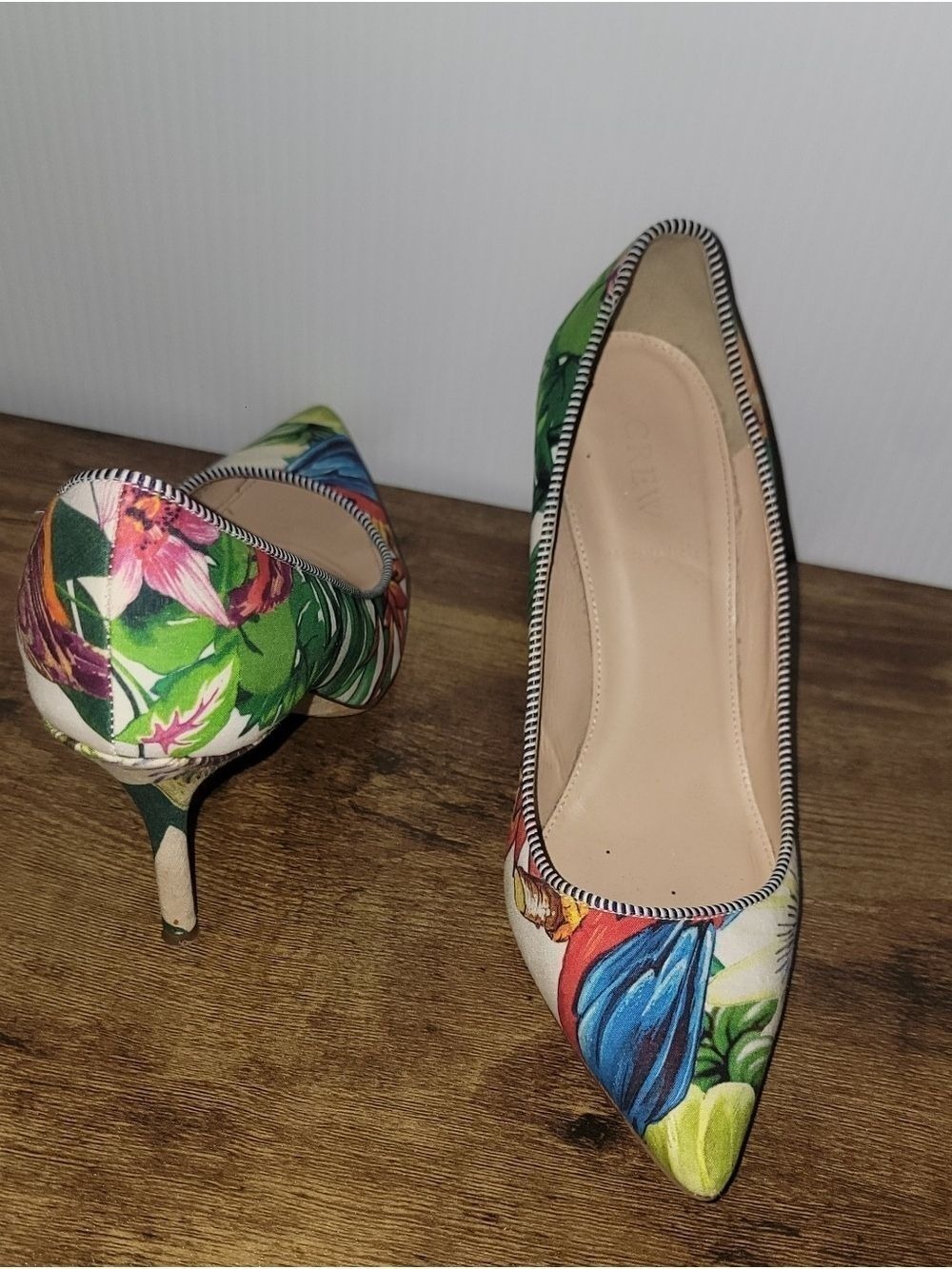 J. Crew Multicolor Floral Pointed Toe Pump Heels Size 7